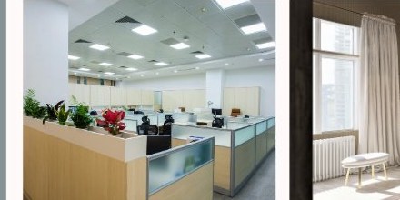 Office cubicles cleaned overnight by the NobleClean SF janitorial team