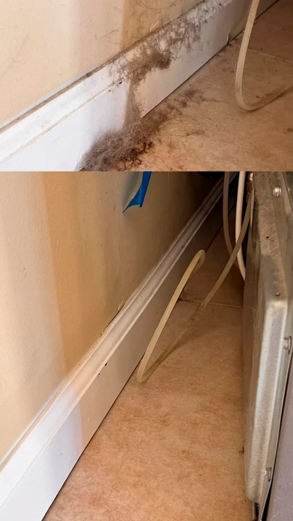 Before and after of a bathroom cleaned by NobleClean